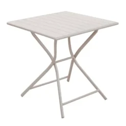 Table pliante carrée en aluminium crème Max - 70 x 70 x 74 cm