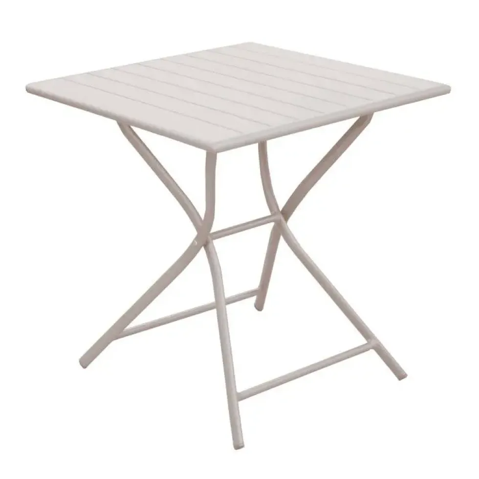 Table pliante carrée en aluminium crème Max - 70 x 70 x 74 cm