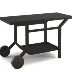 Table roulante pour plancha en acier noir Forge Adour - 119,1 x 64,8 x 76 cm