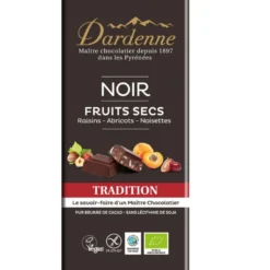 Tablette de chocolat noir bio tradition aux fruits secs Dardenne - 120 g
