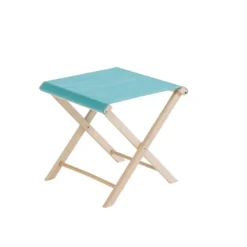 Tabouret pliant coloris bleu en coton - 43 x 43 x 42 cm