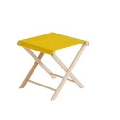 Tabouret pliant coloris jaune en coton - 43 x 43 x 42 cm