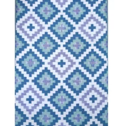 Tapis d'extérieur en polypropylène recyclé bleu Piscine