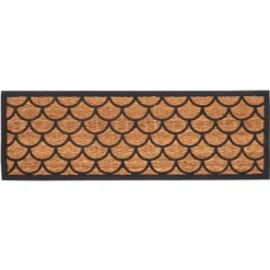 Tapis en fibre de coco et caoutchouc motif bardeau taille XL - 120 x 40 cm