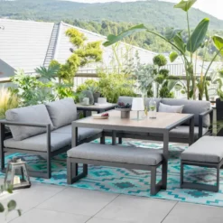 Tapis Lhasa Teal en polypropylène recyclé Fab Hab