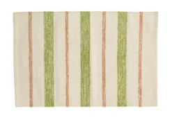 Tapis rayé coloris vert en coton - 60 x 90 cm