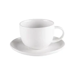 Tasse à thé avec sous-tasse en porcelaine blanche Ecume - 22 cl