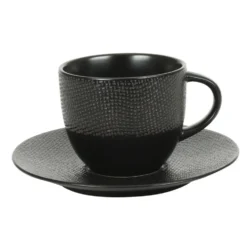 Tasse thé en grès coloris noir Vesuvio - Ø 9 x H 6 cm