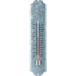 Thermomètre en vieux zinc gris 6,7x1,4x30 cm