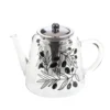 Théière infuseur Olivia coloris blanc en verre - 14 x 16 x 23 cm