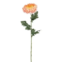 Tige de chrysanthème artificiel en plastique recyclé pêche - 76 cm