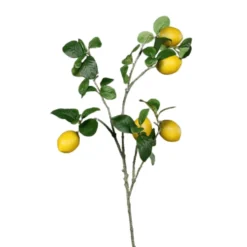 Tige de citronnier artificiel avec 5 fruits jaunes - 84 cm