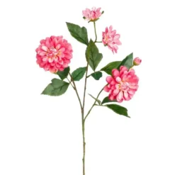 Tige de dahlia artificielle en plastique recyclé rose - 67 cm