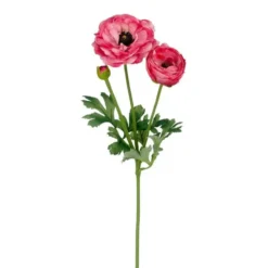 Tige de renoncule artificielle en plastique recyclé rose - 53 cm