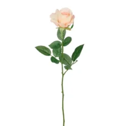 Tige de rose artificielle en plastique recyclé rose clair - 62 cm