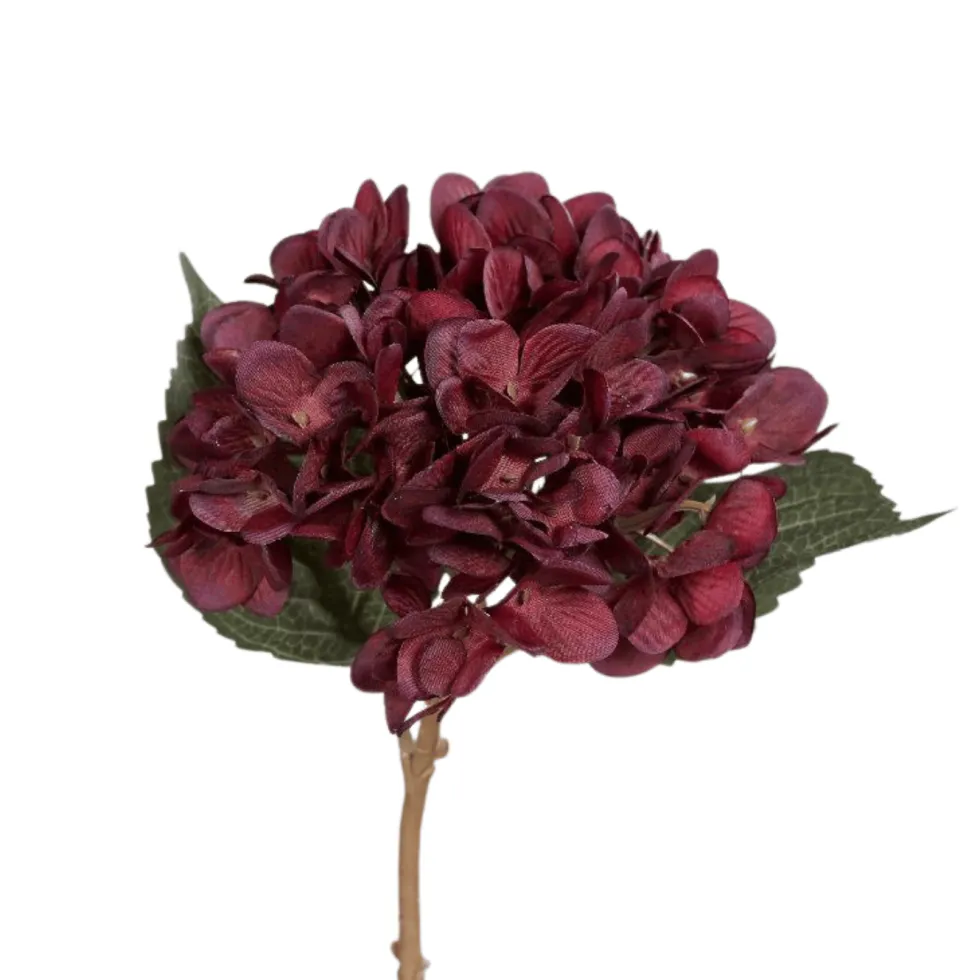 Tige d’hortensia artificielle bordeaux - 45 cm
