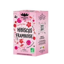 Tisane plaisir bio hibiscus et framboise Romon Nature - les 16 sachets