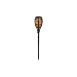 Torche solaire noire imitation flamme à LED blanc chaud Ø 14 x H 70 cm