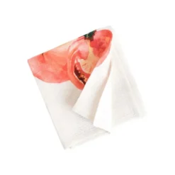 Torchon en coton nid d’abeille blanc à décor tomates rouges - 50 x 70 cm