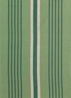 Torchon en coton recyclé rayé vert Yuna - 50 x 70 cm