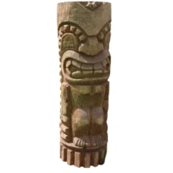 Totem polynésien Tiki Aro coloris bois en bois de coco - 100 cm