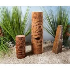 Totem polynésien Tiki Aro coloris bois en bois de coco - 100 cm