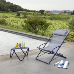 Transat transaswing colorblock Lafuma coloris bleu structure en acier et toile - 60 x 83 x 91 cm
