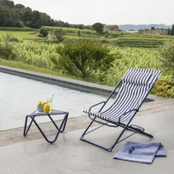 Transat transaswing colorblock rayure Lafuma coloris bleu en acier - 60 x 83 x 91 cm