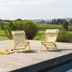 Transat transaswing colorblock rayure Lafuma coloris jaune en acier - 60 x 83 x 91 cm