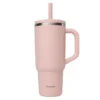 Travel cup isotherme en inox avec bouchon étanche Qwetch Matt rose pastel - 900 ml