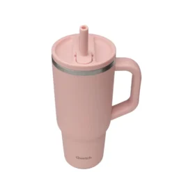 Travel cup isotherme en inox avec bouchon étanche Qwetch Matt rose pastel - 900 ml