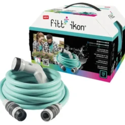 Tuyau extensible bleu aquamarine avec accessoires et pistolet multijet Fitt Ikon - 25 m