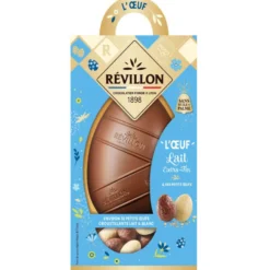 Œuf moulage chocolat au lait et ses petits œufs croustillants lait & blanc Révillon - 250 g
