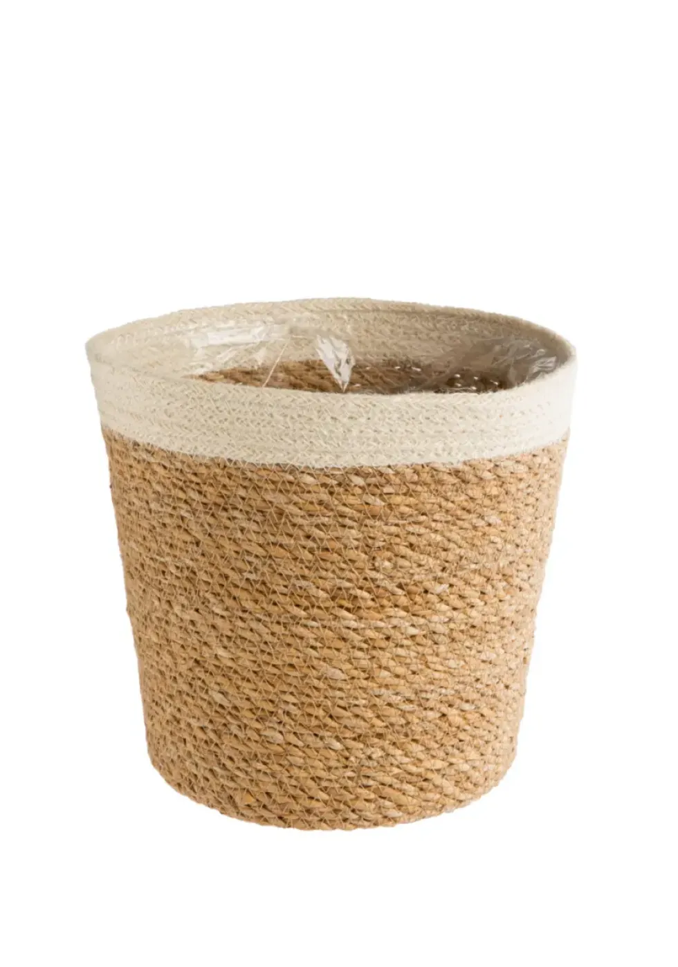 Vannerie naturelle avec rebord blanc - 30 x 28 x 25 cm
