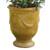 Vase Anduze tradition jaune en terre cuite émaillée H 55 x Ø 45 cm