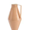 Vase antique en métal coloris saumon taille L - 14 x 15 x 26 cm
