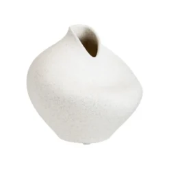 Vase blanc en grès décor organic grand modèle - 15,5 x 14,5 x 15 cm
