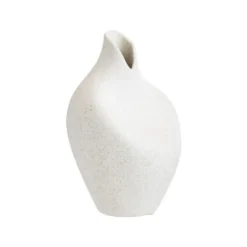Vase blanc en grès décor organic petit modèle - 11 x 11 x 18 cm