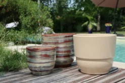 Vase en terre cuite émaillée crème Noisette Les Poteries d’Albi Rebord - Ø 30 x H 27 cm