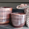 Vase en terre cuite émaillée marron Châtaigne Les Poteries d’Albi Rebord - Ø 30 x H 27 cm