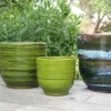 Vase en terre cuite émaillée vert Forêt Les Poteries d’Albi Rebord - Ø 21 x H 19 cm
