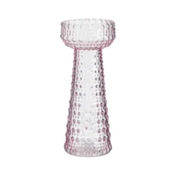 Vase en verre rose décor bulles - Ø 8,5 x H 20,5 cm