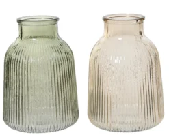 Vase en verre vaporisé à stries - Ø 10 x H 12 cm