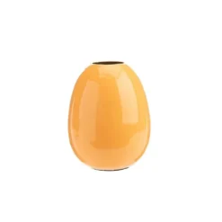 Vase oval coloris orange en métal - 10 x 10 x 12,5 cm