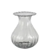Vase rond en verre transparent strié - Ø 20 x H 25 cm