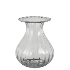 Vase rond en verre transparent strié - Ø 20 x H 25 cm