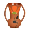 Vase terracotta à motif fleur orange Wally - 17,5 x 12 x 20 cm