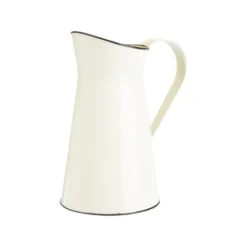 Vase vintage forme pichet en métal galvanisé ivoire - Ø 16 x H 27,5 cm
