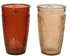 Verre coloré en verre recyclé strié - Ø 8 x H 13 cm