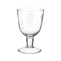 Verre à pied en verre à fleurs gravées - 12,5 x 8,5 cm
